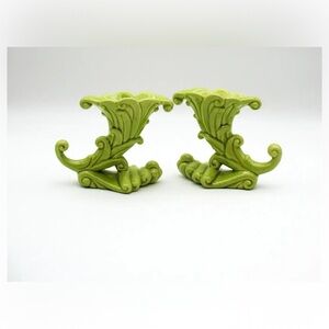 VTG 1950’s-60’s Royal Haeger Green Ceramic Candleholders
